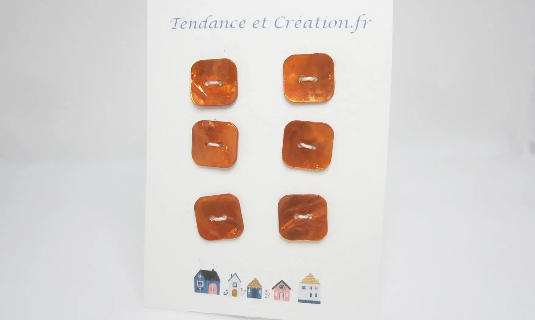 Boutons carrés nacre Orange