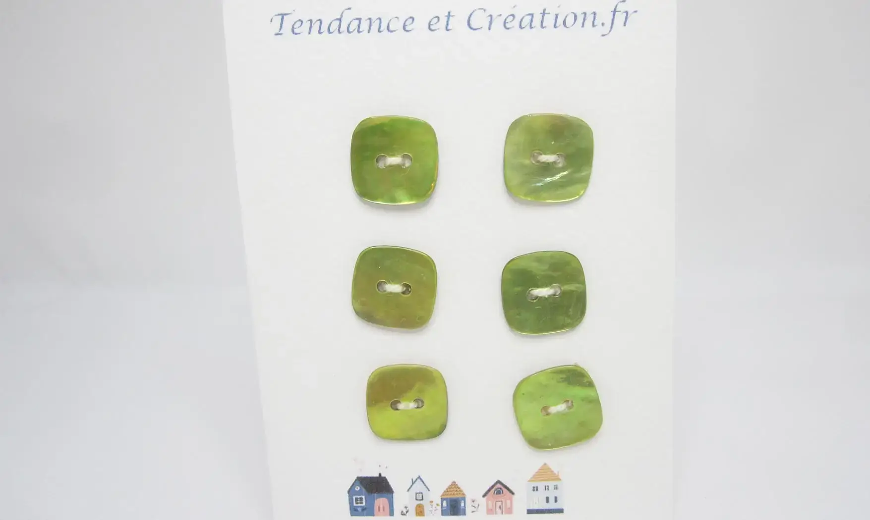Boutons carrés nacre vert